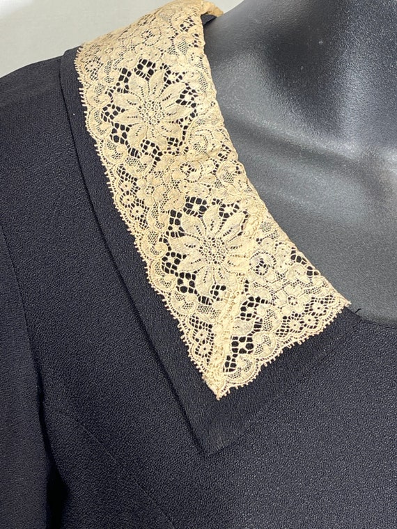 1960's black crepe blouse - image 4
