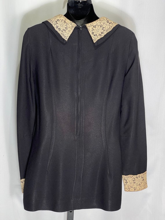 1960's black crepe blouse - image 3