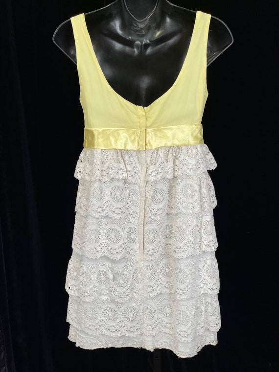 60's vintage satin and lace mini dress - image 3