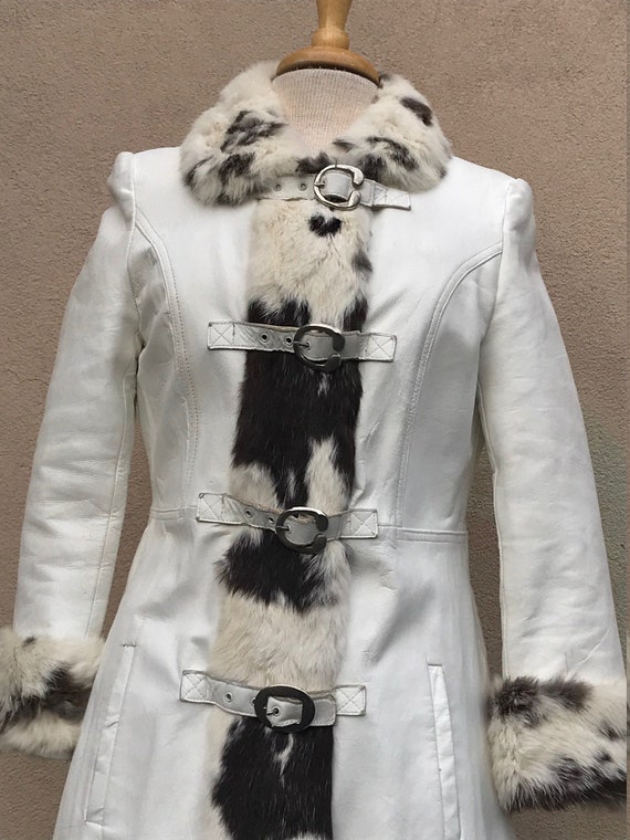 Vintage leather and rabbit fur coat - image 1