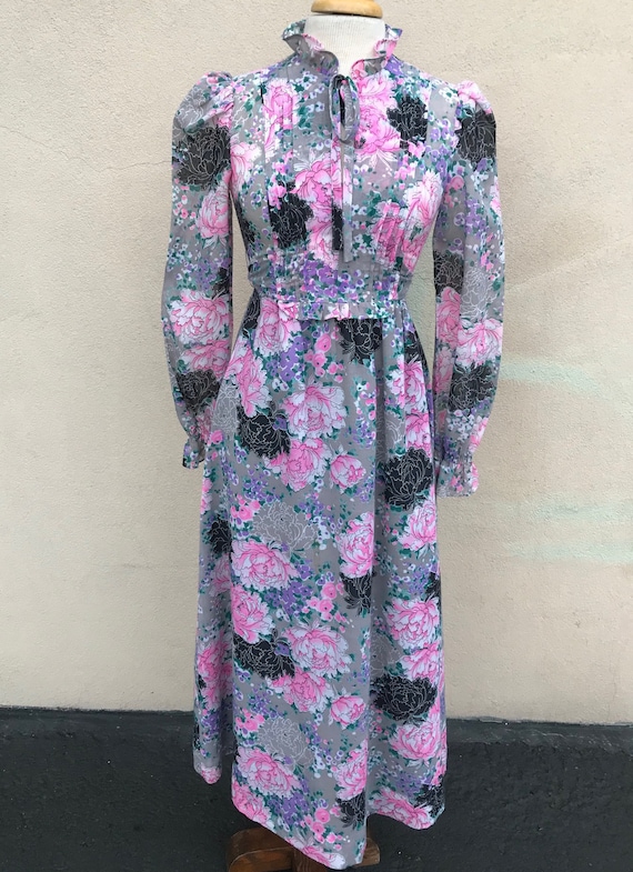 70's vintage Young Edwardian boho floral maxi dre… - image 1