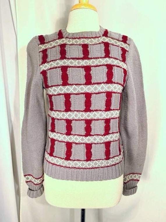 Handknit vintage 60's pullover sweater - image 1