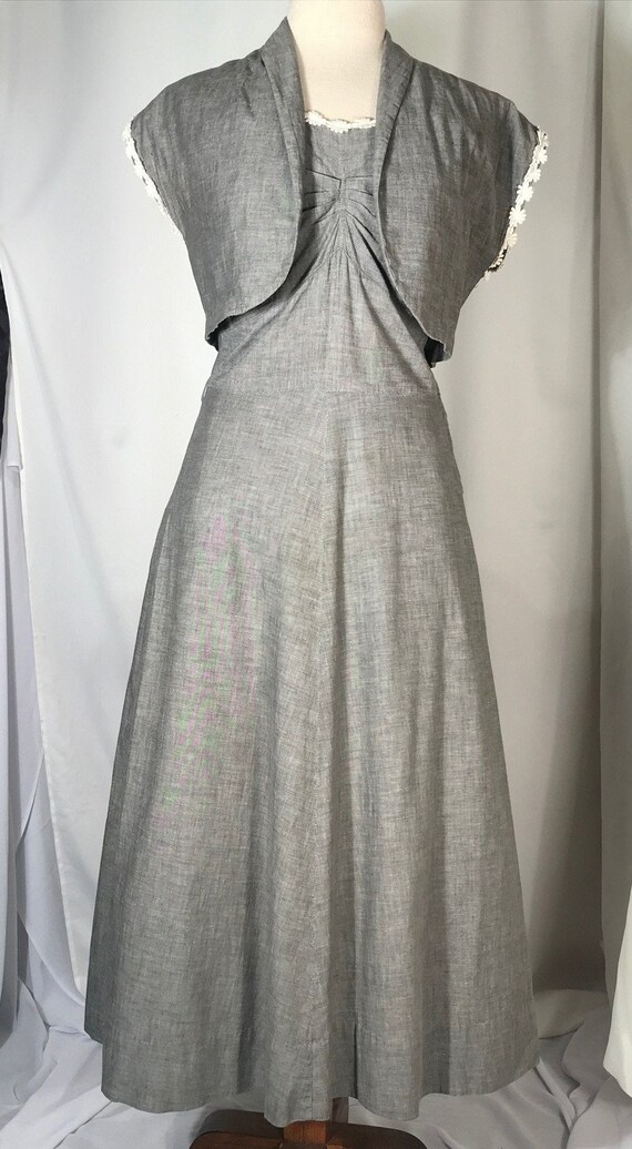 1950's gray 2 piece dress set with bolero