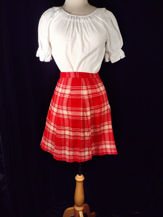 Vintage handmade plaid wool skirt - image 1