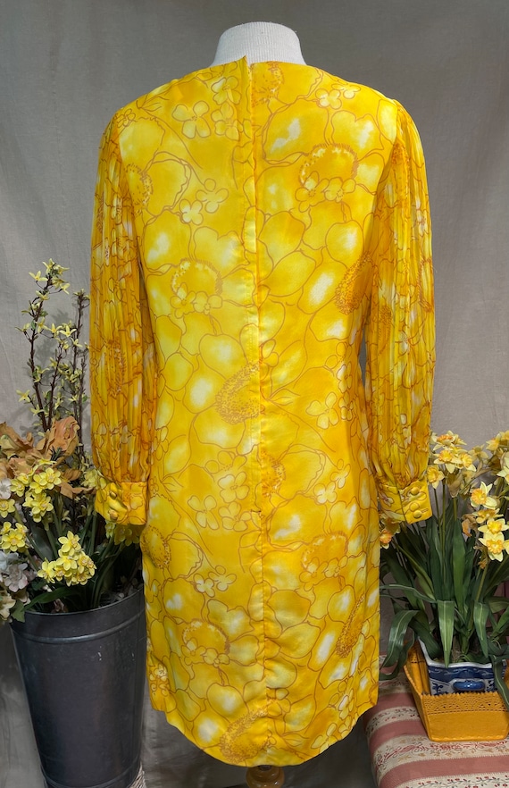 Sunny yellow vintage 1970's party dress - image 3