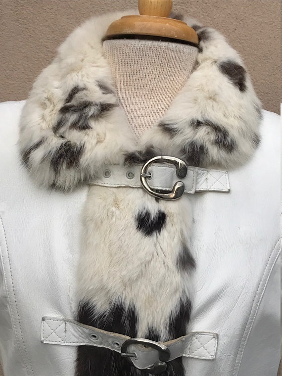 Vintage leather and rabbit fur coat - image 3