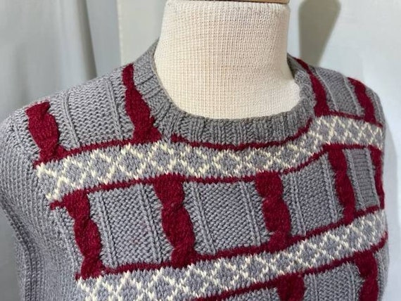 Handknit vintage 60's pullover sweater - image 2