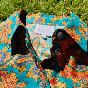 Vintage 90&#39;s Ann Klein paisley psychedelic blouse