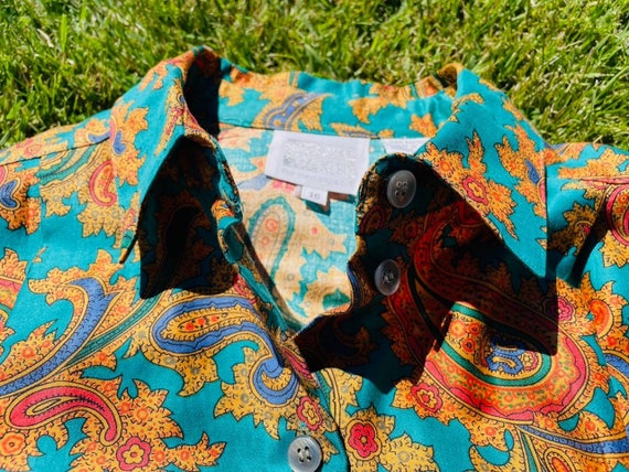 Vintage 90's Ann Klein paisley psychedelic blouse - image 1