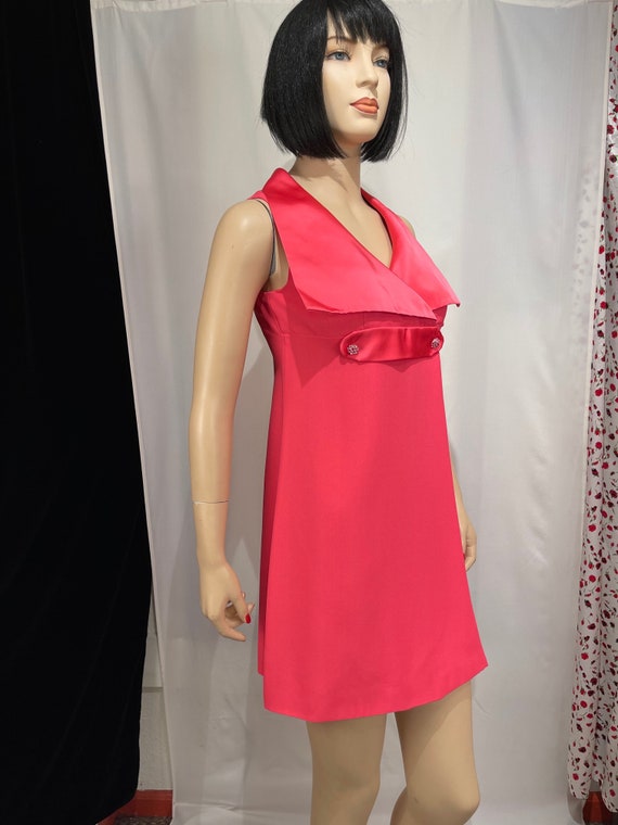 1960's vintage bright pink wrap mini dress