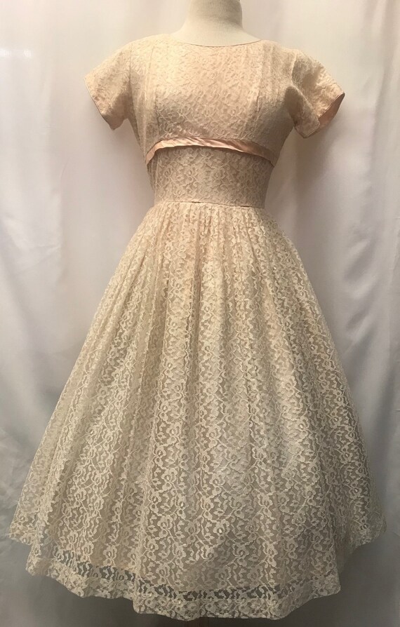 1950's lace fit and flare formal dress - image 2