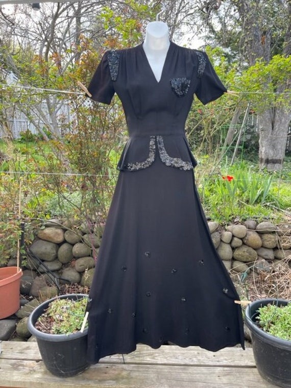 Vintage peplum sequin embellished dress