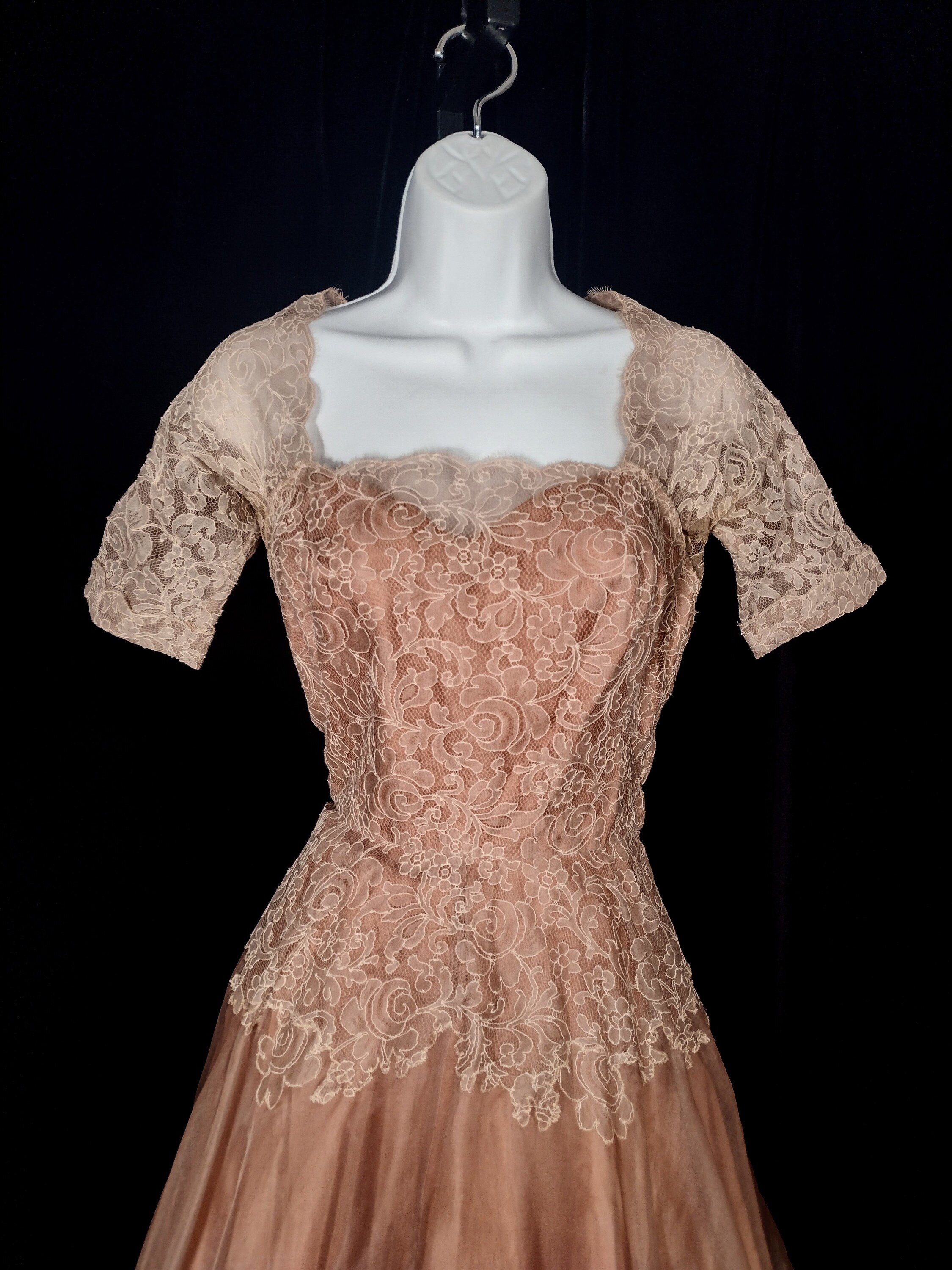 Distressed Vintage 50's Formal Lace Ball Gown Size S - Etsy