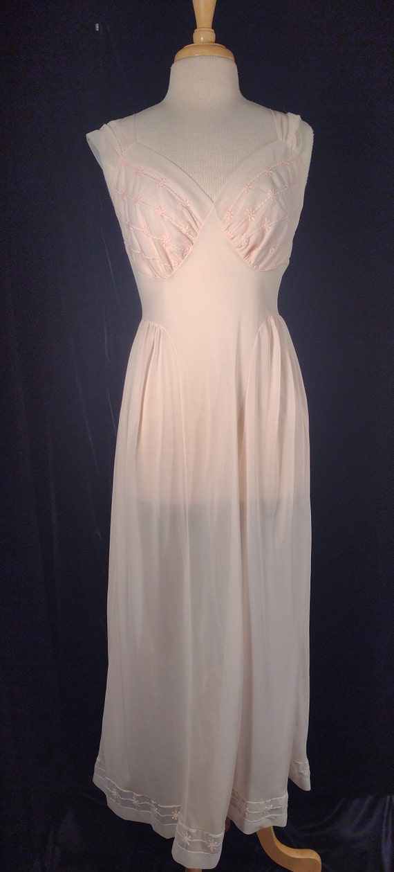 Vintage sheer blush nightgown slip - image 3