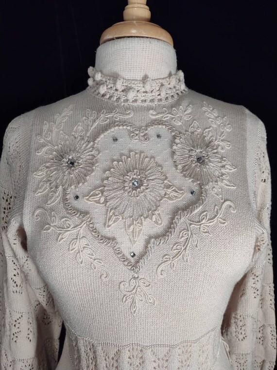 Vintage 70's Lady Battaglia crochet look lacy dre… - image 2