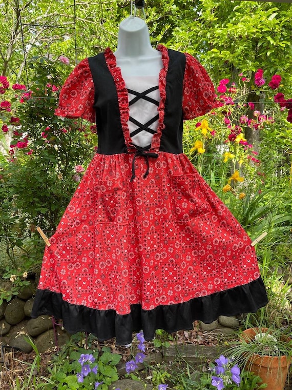 Vintage rockabilly dirndl style waitress uniform … - image 1