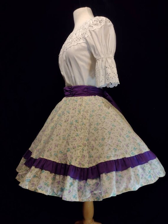 Vintage 70's calico cottage skirt - image 3