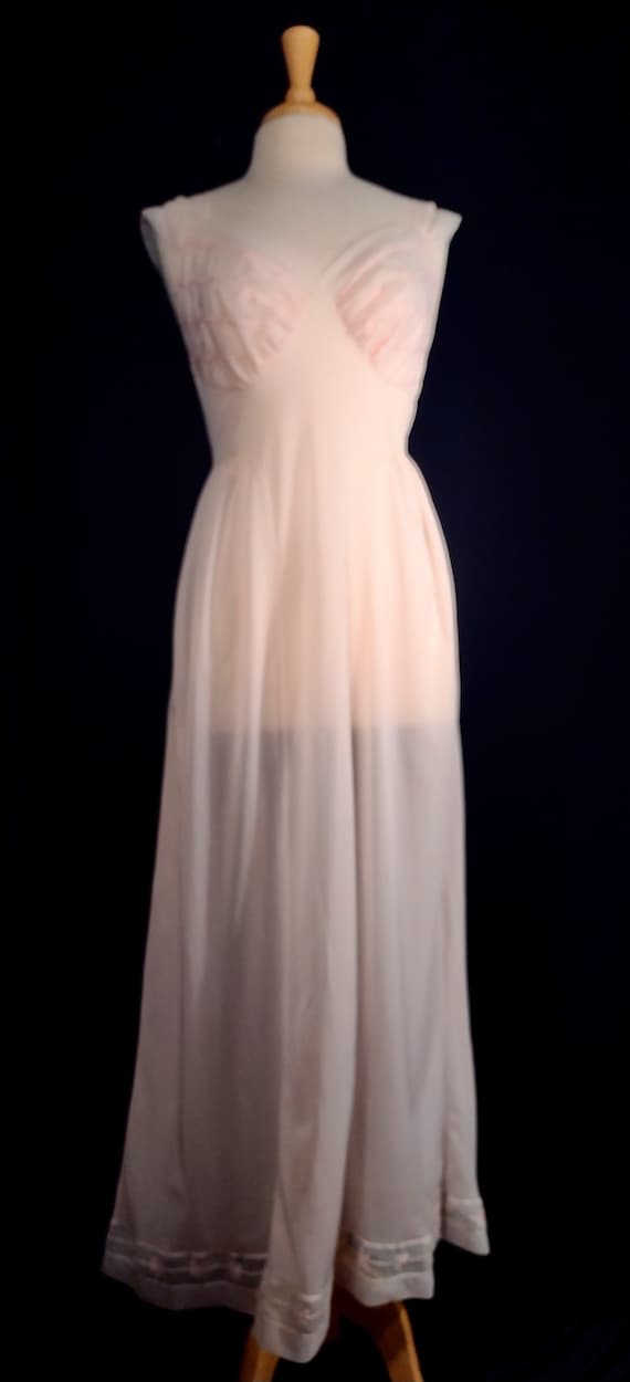 Vintage sheer blush nightgown slip - image 2