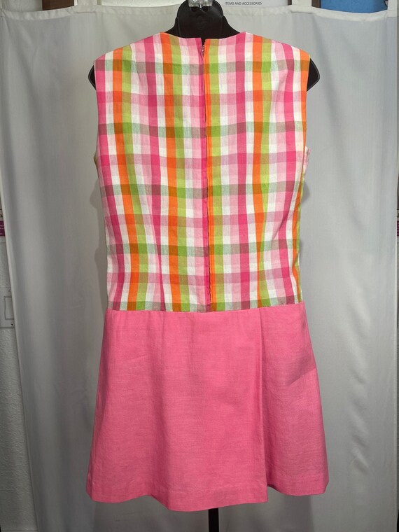 Cute handmade vintage 60's plaid and pink mini ro… - image 2