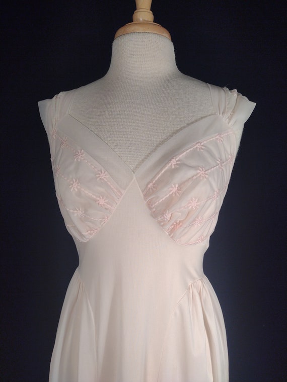 Vintage sheer blush nightgown slip - image 1
