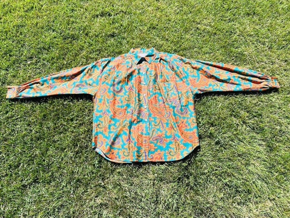 Vintage 90's Ann Klein paisley psychedelic blouse - image 2