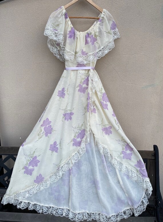 70's vintage Gunne Sax style sheer cotton peasant