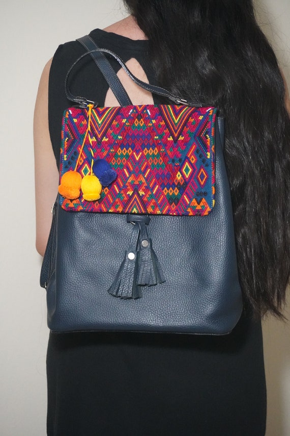 Guatemalan Huipil Leather Backpack - Etsy display picture 1