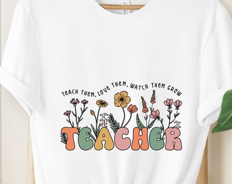 Floral Teacher T-shirt, Teacher Appreciation Tee