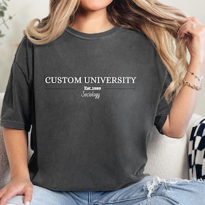 Custom College Shirt-Comfort Colors UNISEX University Shirts-Personalized School Shirts-Personalized Custom College Shirt-University shirt