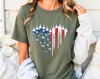 Air Force Flyover T-Shirt: Red White Blue 4th of July Unisex Tee