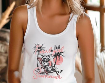 Feral Girl Summer Shirt: Raccoon Graphic Comfort Colors Tee