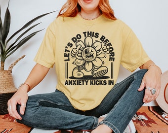 Retro Mental Health T-Shirt, Anxiety Flower Graphic