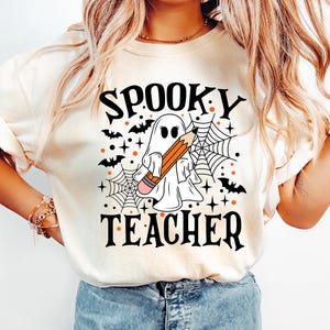 Spooky Teacher Halloween Shirt, Ghost Teacher Shirt, Retro Halloween Teacher Shirt, Halloween Gift For Teacher