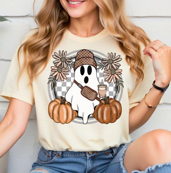Cute Ghost Halloween Shirt, Pumpkin Spice Coffee Tee, Spooky Season Shirts, Halloween Shirt, Halloween Pumpkin shirt, Fall shirt