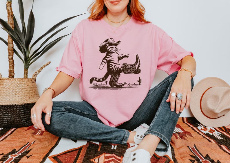 Comfort Colors Western Cat Shirt: Funny Cowboy Kitty Tee image 7