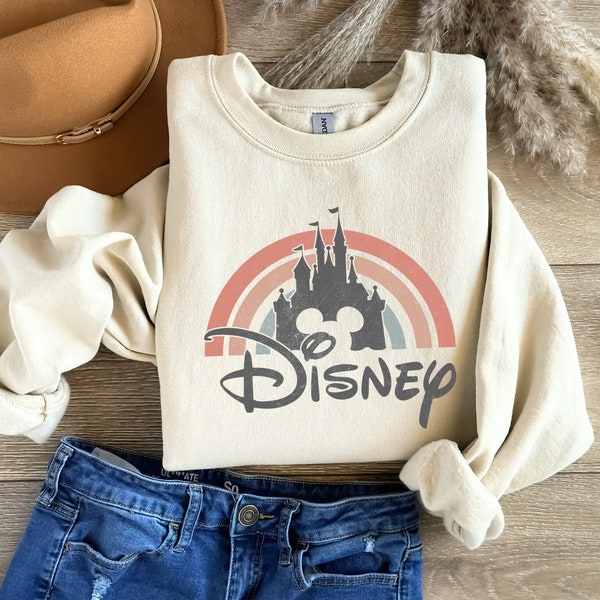Disney Castle Rainbow Sweatshirt Hoodies-Kids and Adults Sizes-Disney Vintage Sweatshirt-Disney Family Shirt-Disney Castle shirt-Mickey tees