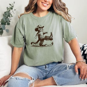 Comfort Colors Western Cat Shirt: Funny Cowboy Kitty Tee image 2