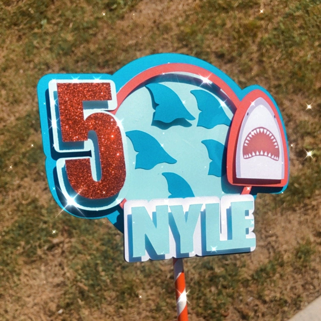 Shark Caketopper, Jaws Cake Topper, 3D Cake Topper, Shark Birthday ...