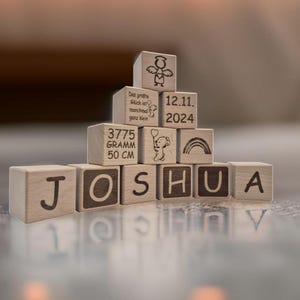 Personalized wooden cube / birth / Christmas / 4 x 4 cm made of beech / baby / letter cube / birthday gift / laser engraving