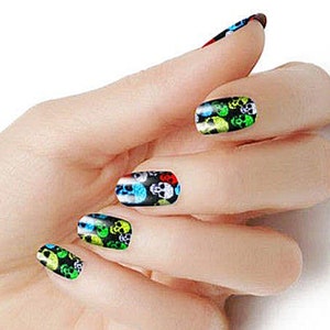 Halloween Sugar Skulls color wraps real nail polish strips M177 street art