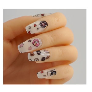 Cats and paws on a clear overlay color wraps real nail polish strips M73 street art