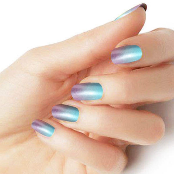 Nail wraps ombre satin purple blue pink real polish M104 street art