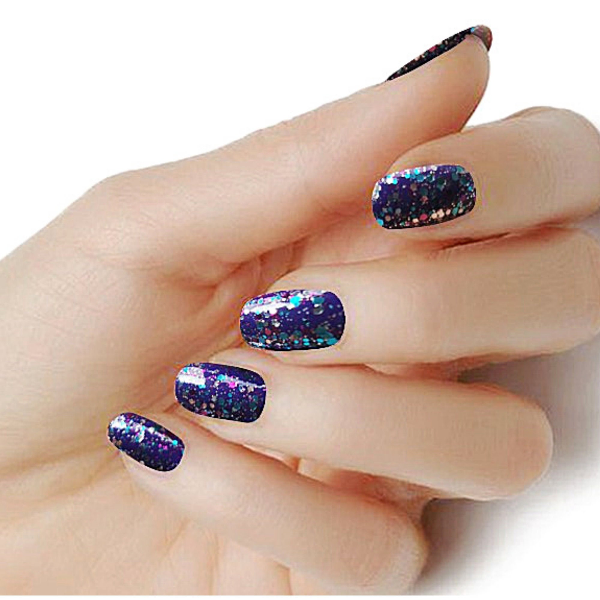 Nail Strips Purple Glitter Color Real Nail Polish Wraps M131 Etsy