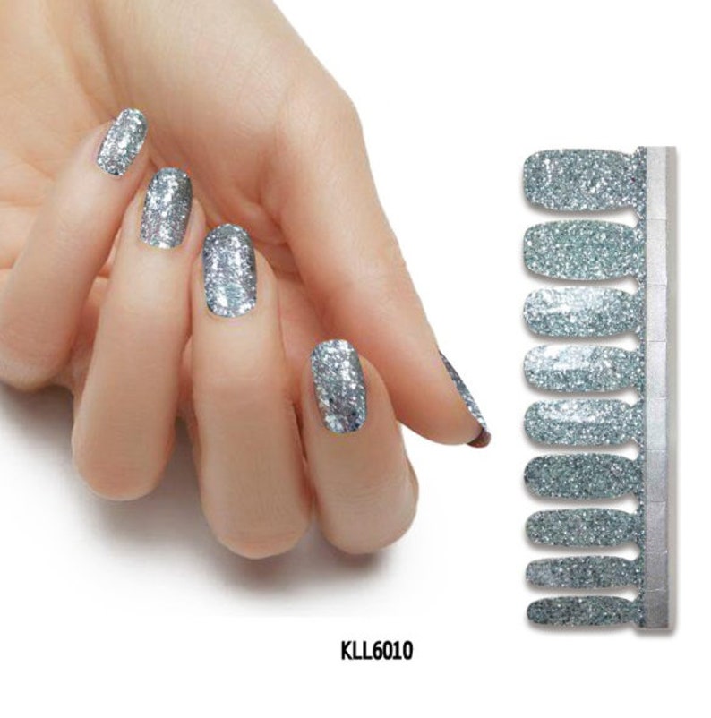 Silver color chunky glitter real nail polish strips KLL6010 Etsy