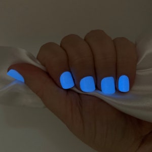 New years glow in dark blue color real nail wraps M-222 street art strips