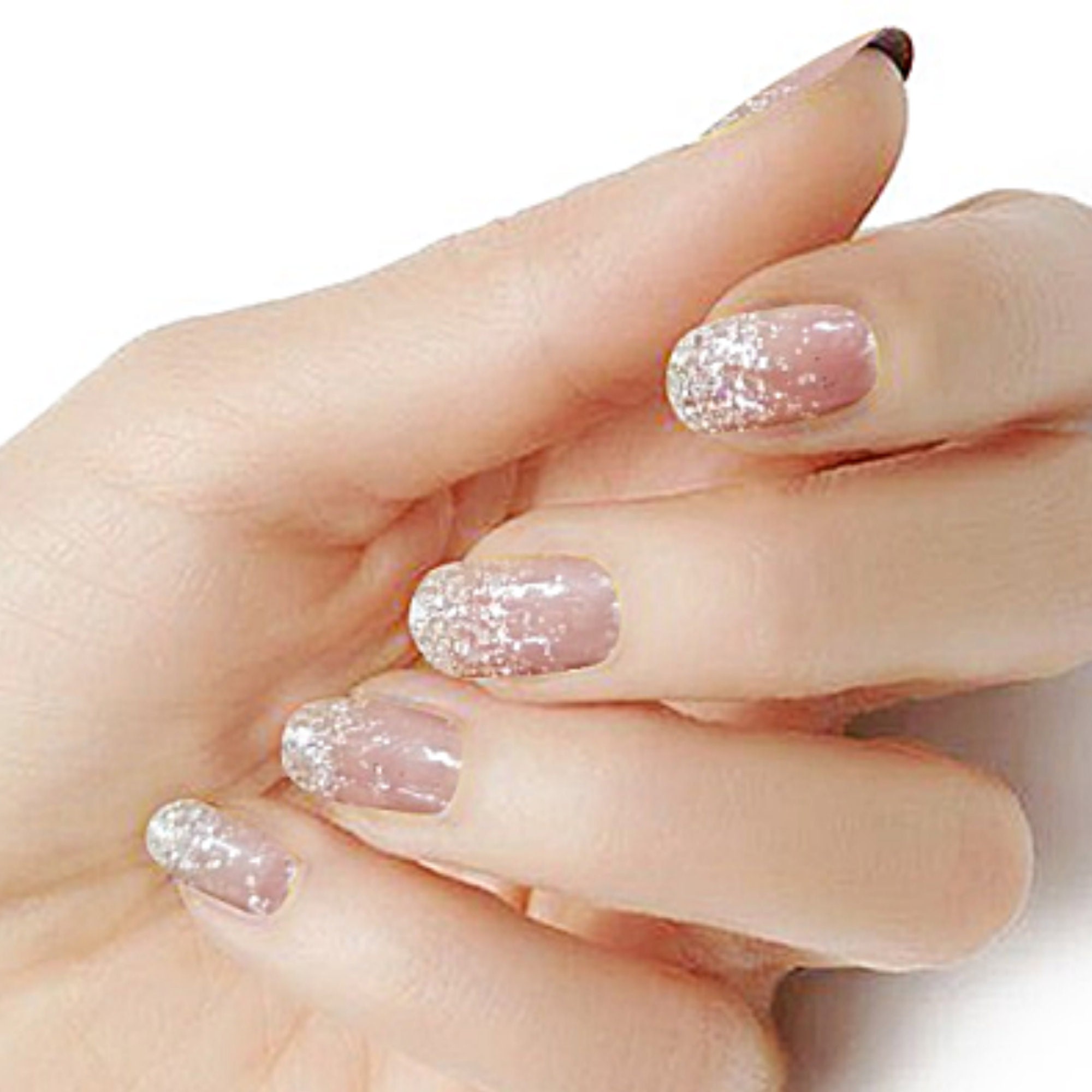 Silver glitter tipped overlay color wraps real nail polish strips M41…