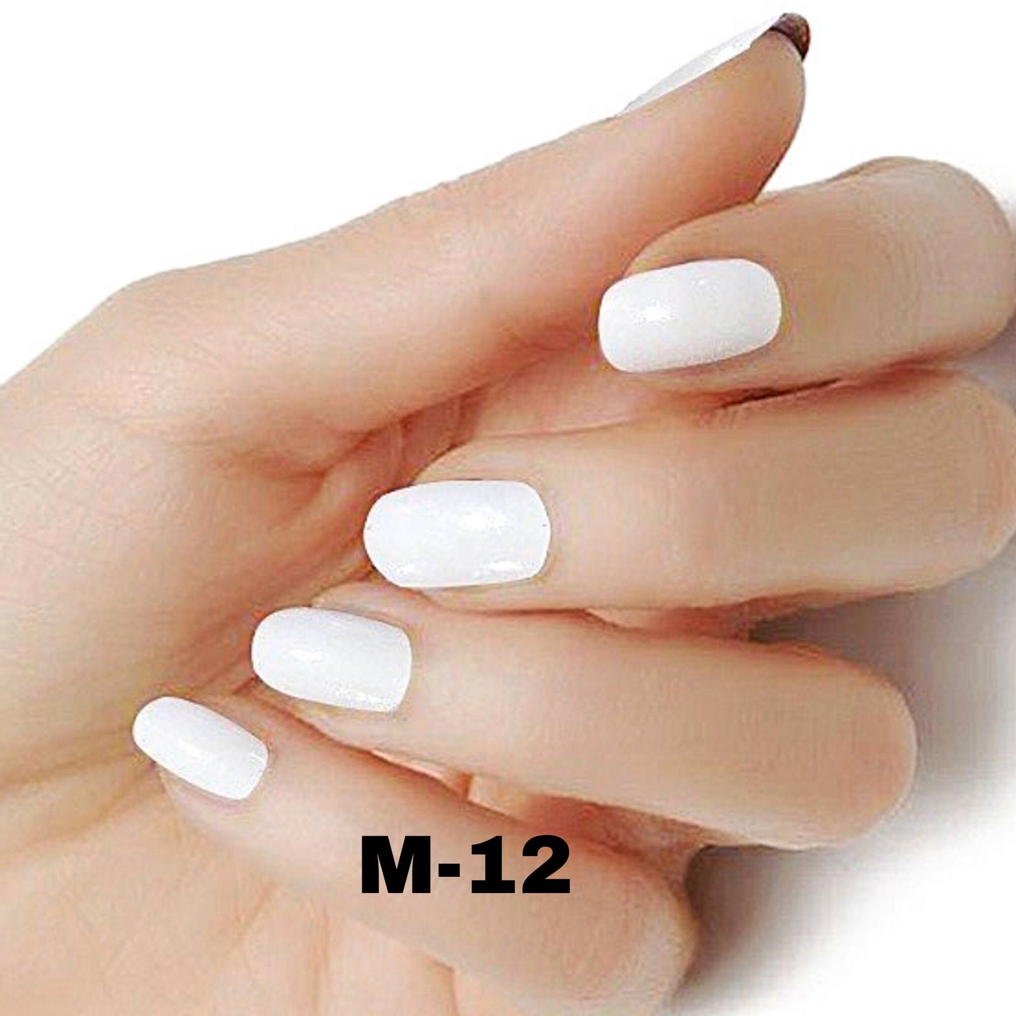 White gloss solid color wraps real nail polish strips M12 street art