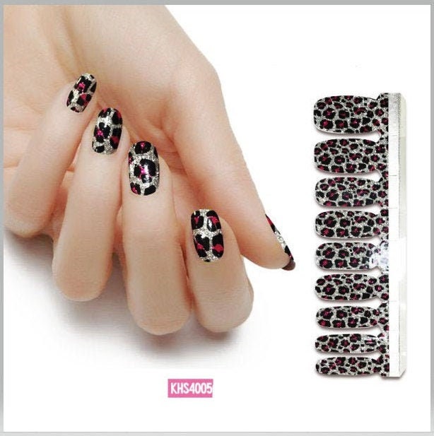 Black color Leopard print design real nail polish KHS4005 | Etsy
