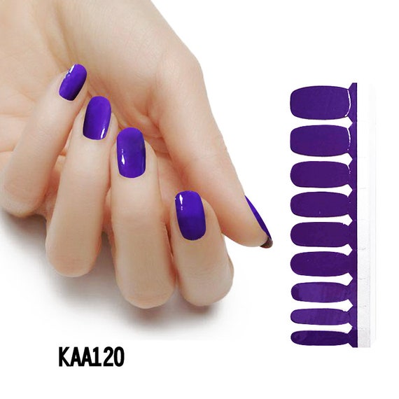 Purple color solid real nail polish KAA120 street art wraps | Etsy