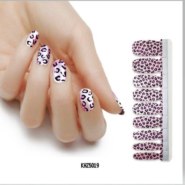Black color Leopard print design real nail polish KHS4005 | Etsy